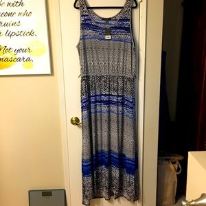 Maxi blue and black sleeveless dress